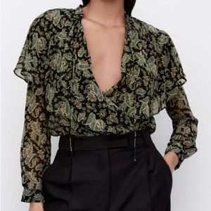 Zara printed green bodysuit | Size S